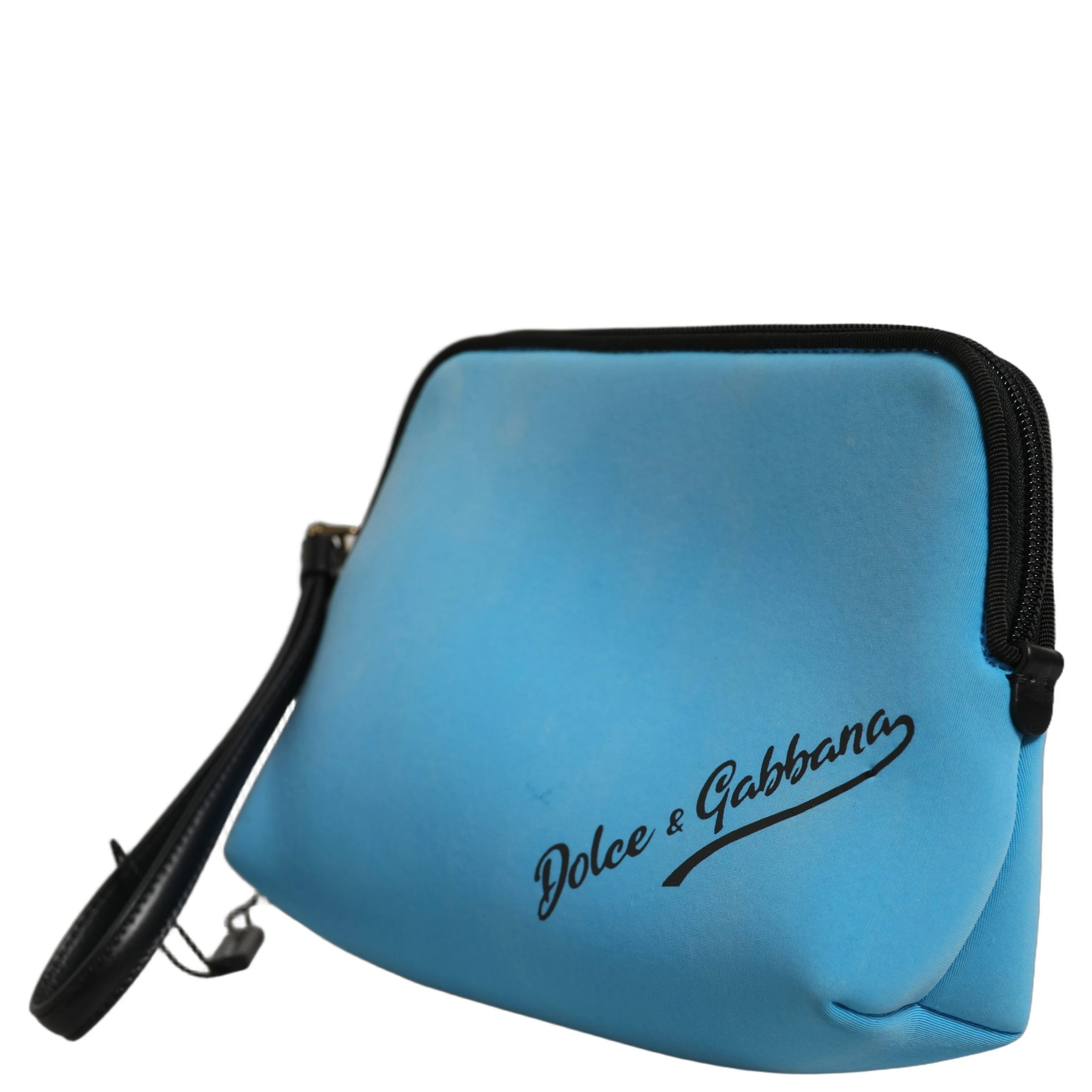 Blue Nylon DG Logo Print Clutch Zip Women Borse Pouch Bag
