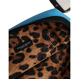 Blue Nylon DG Logo Print Clutch Zip Women Borse Pouch Bag