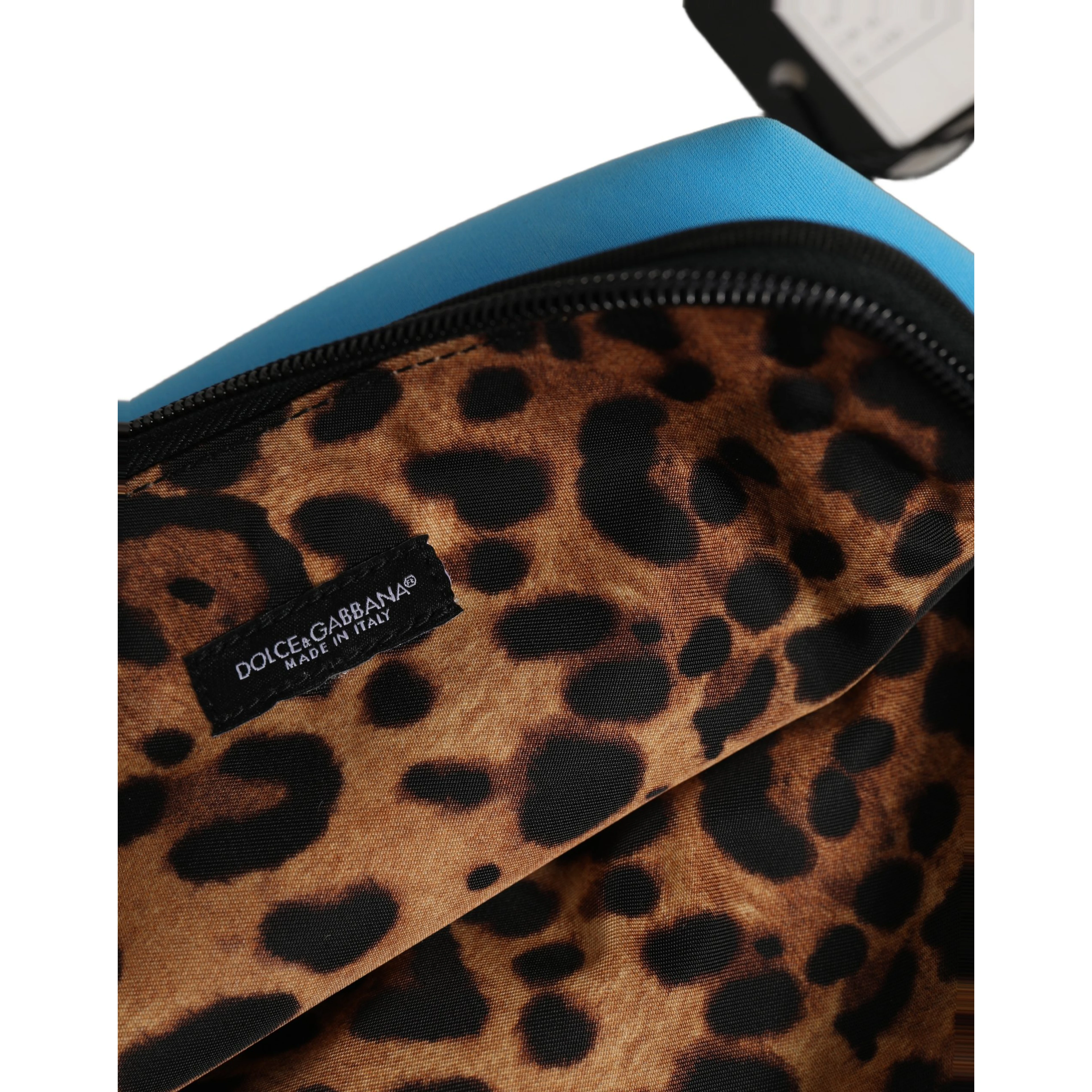 Blue Nylon DG Logo Print Clutch Zip Women Borse Pouch Bag