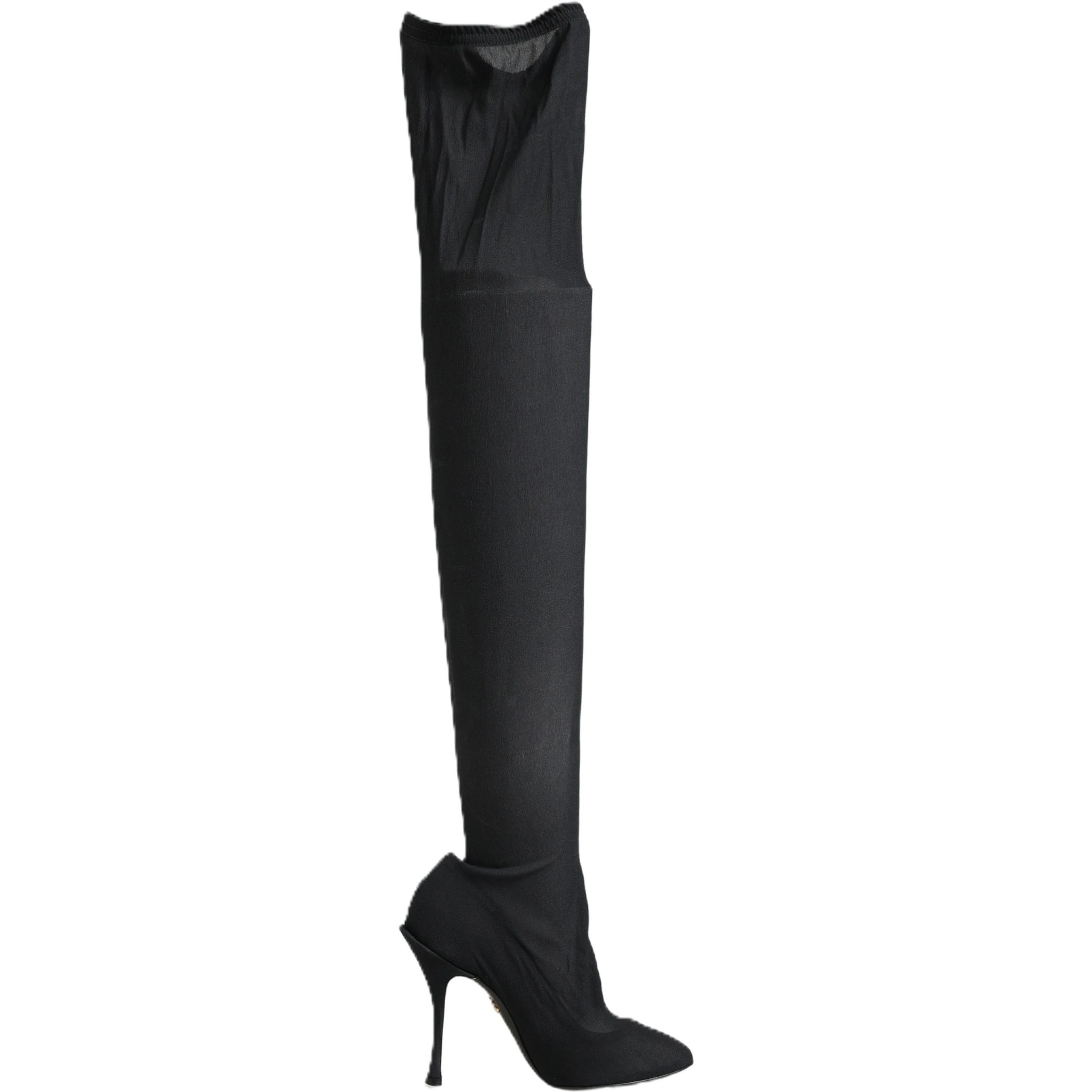 Black Stretch Socks Knee High Boots Shoes