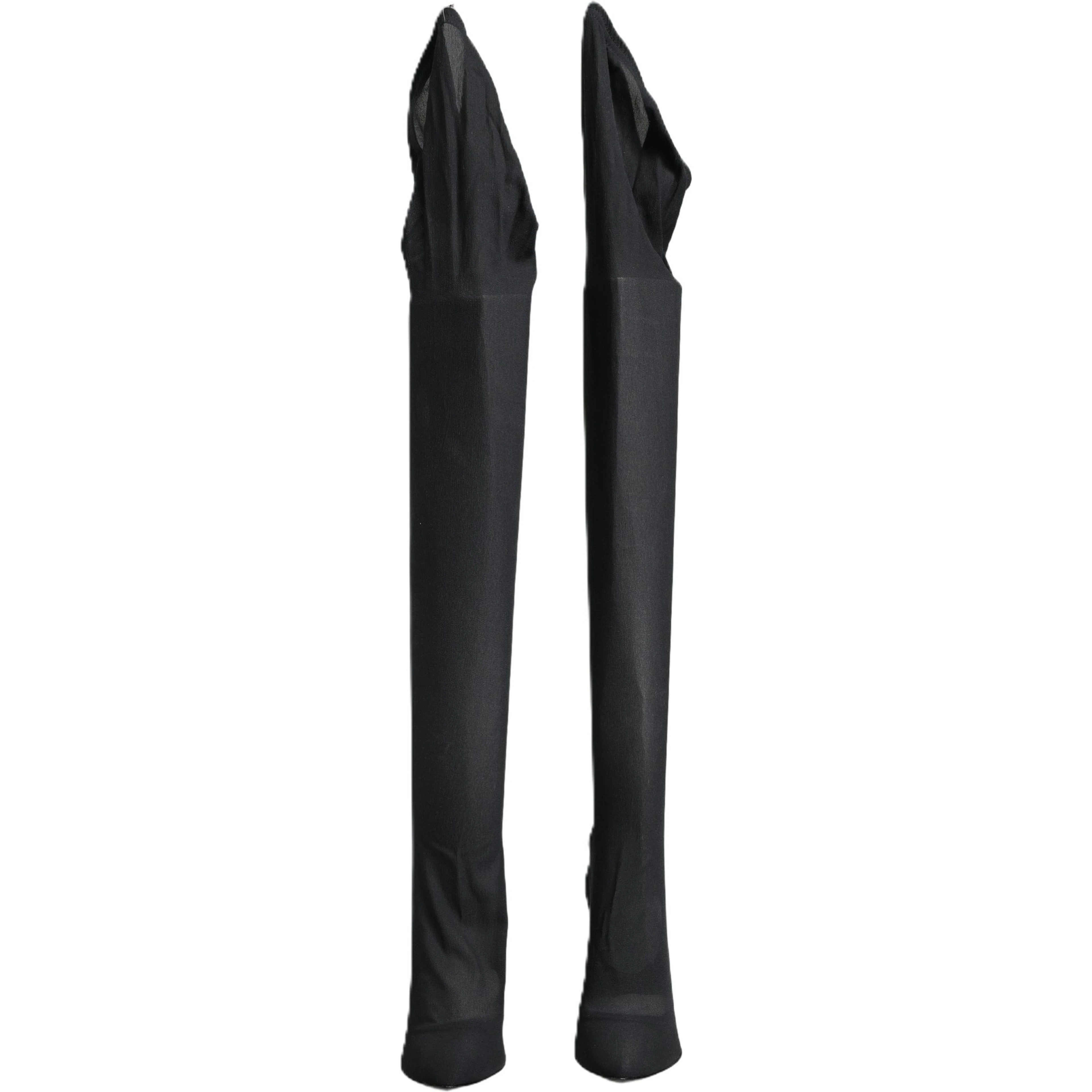 Black Stretch Socks Knee High Boots Shoes