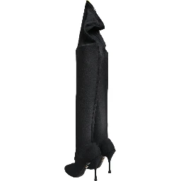 Black Stretch Socks Knee High Boots Shoes