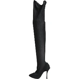 Black Stretch Socks Knee High Boots Shoes