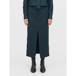 Maybelle bottle green pencil skirt with front slit