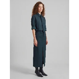 Maybelle bottle green pencil skirt with front slit
