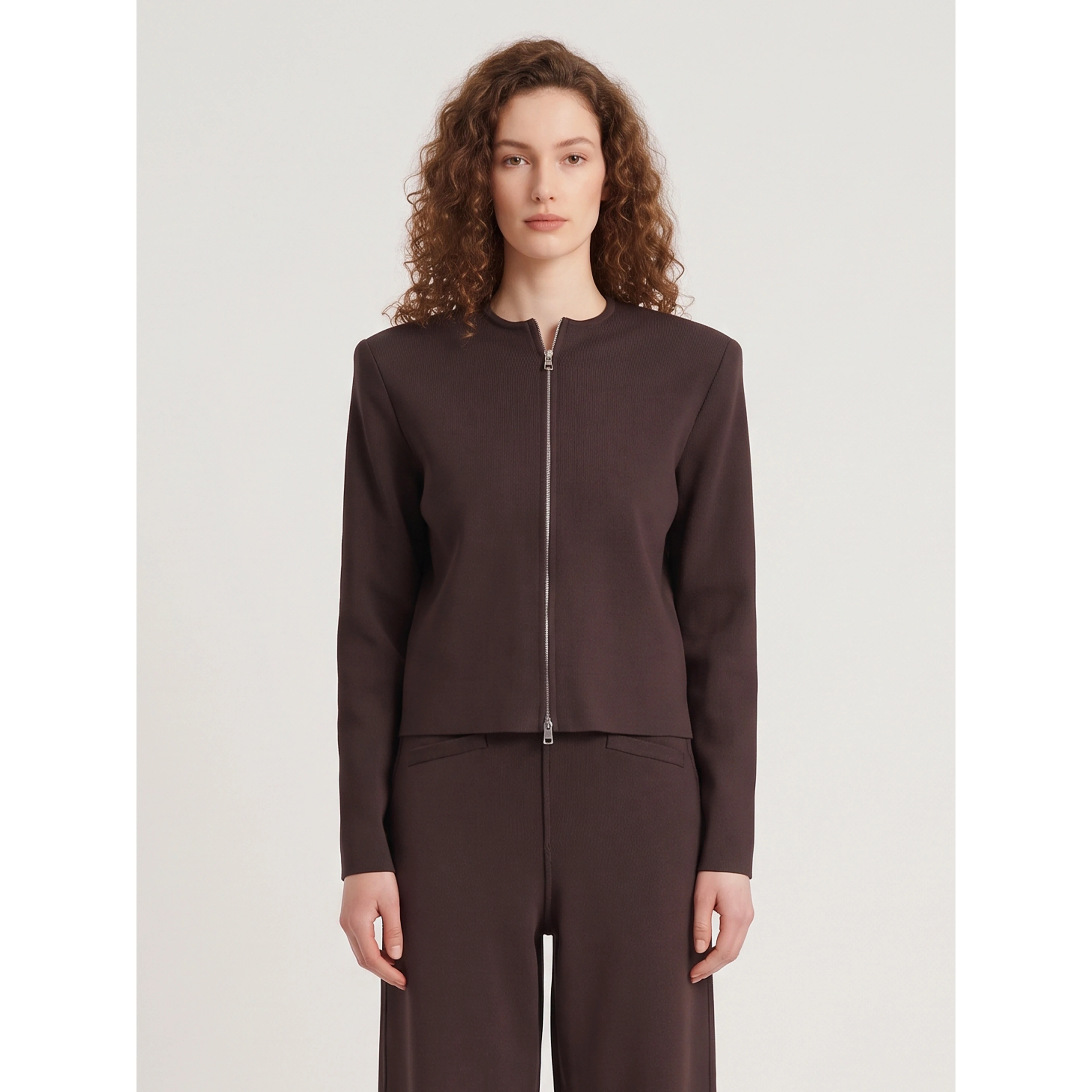 Mael padded cardigan in brown