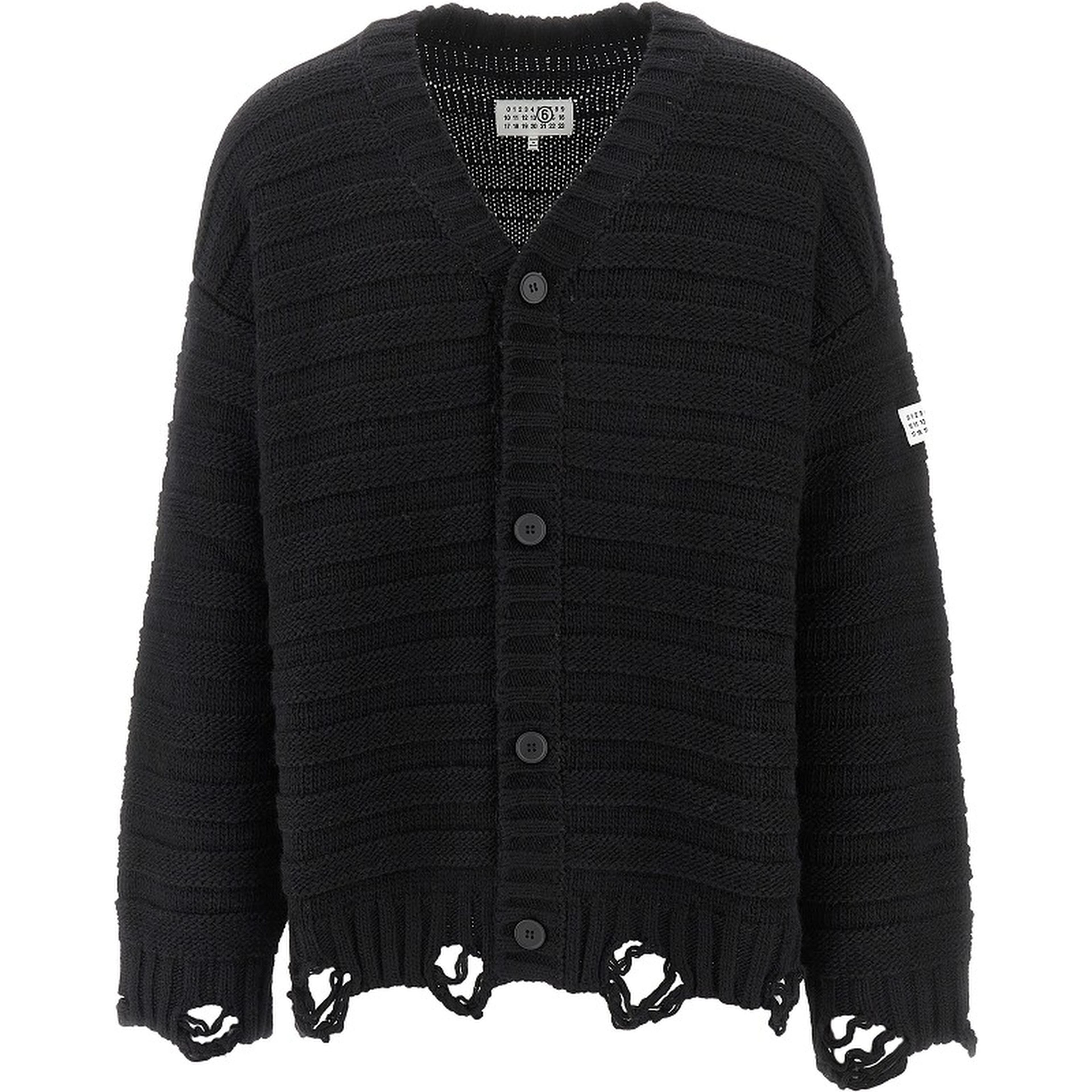 Distressed wool blend cardigan