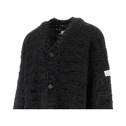 Distressed wool blend cardigan