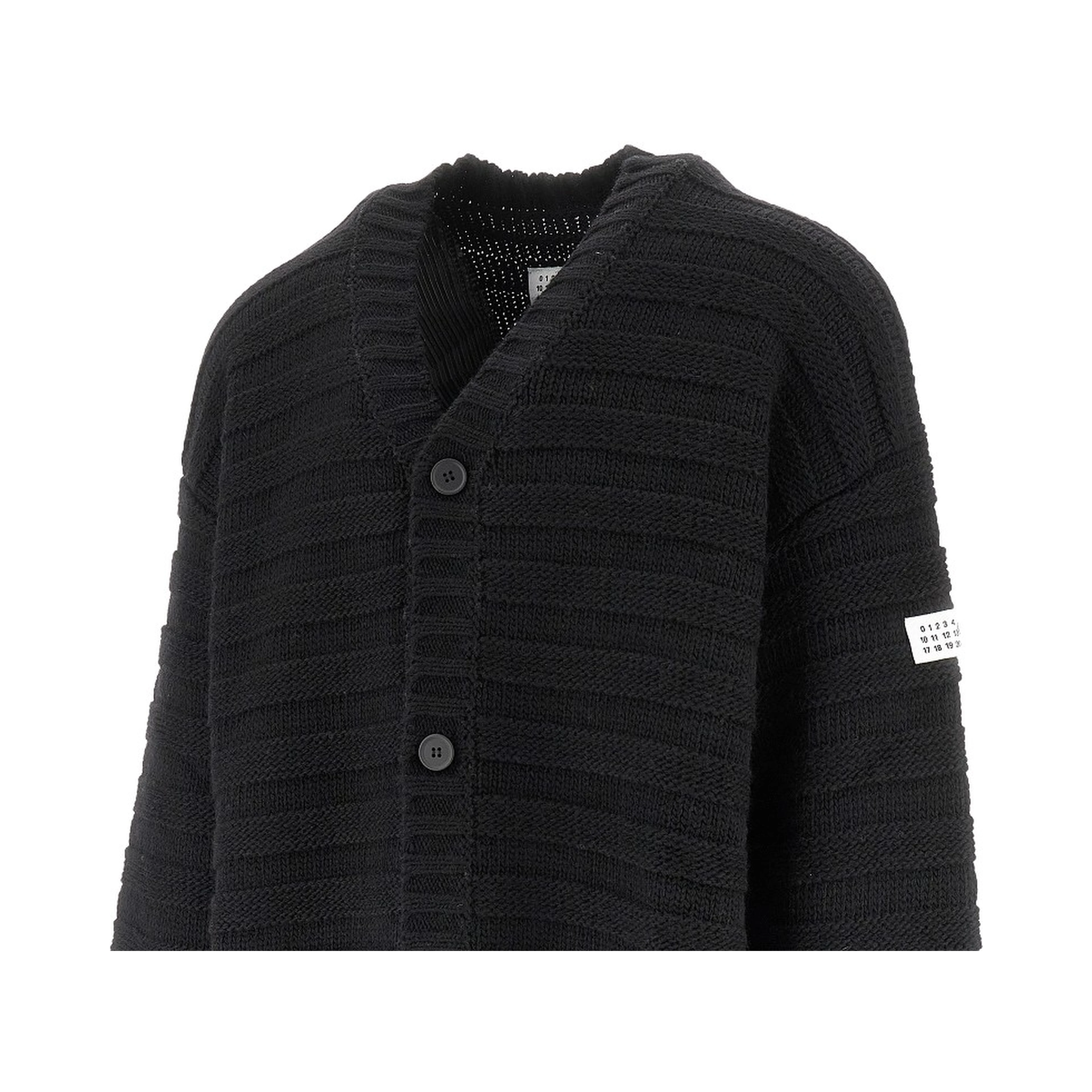 Distressed wool blend cardigan