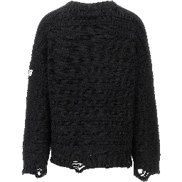 Distressed wool blend cardigan