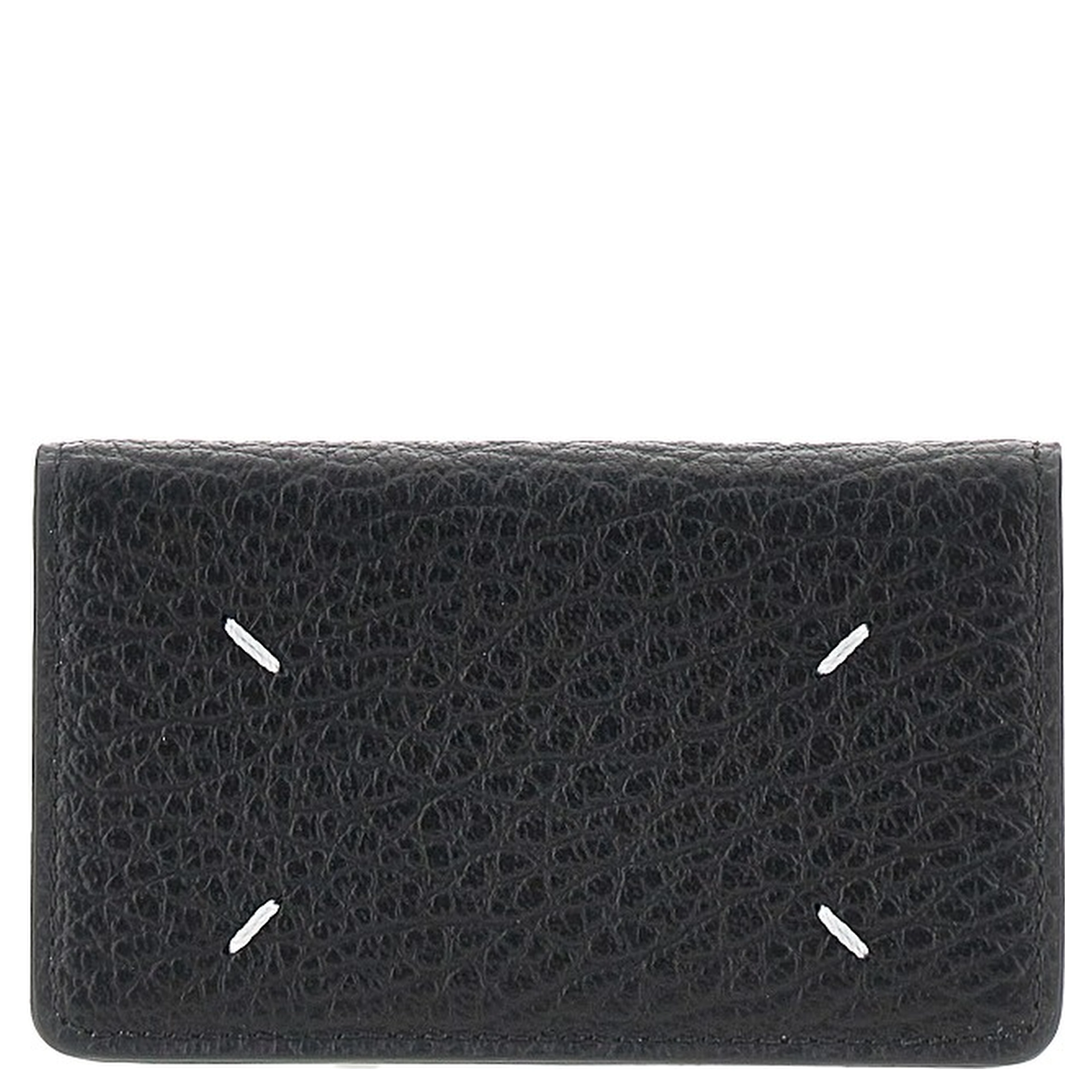 Grained leather cardholder with flap