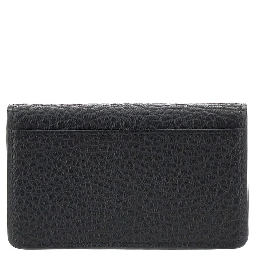 Grained leather cardholder with flap
