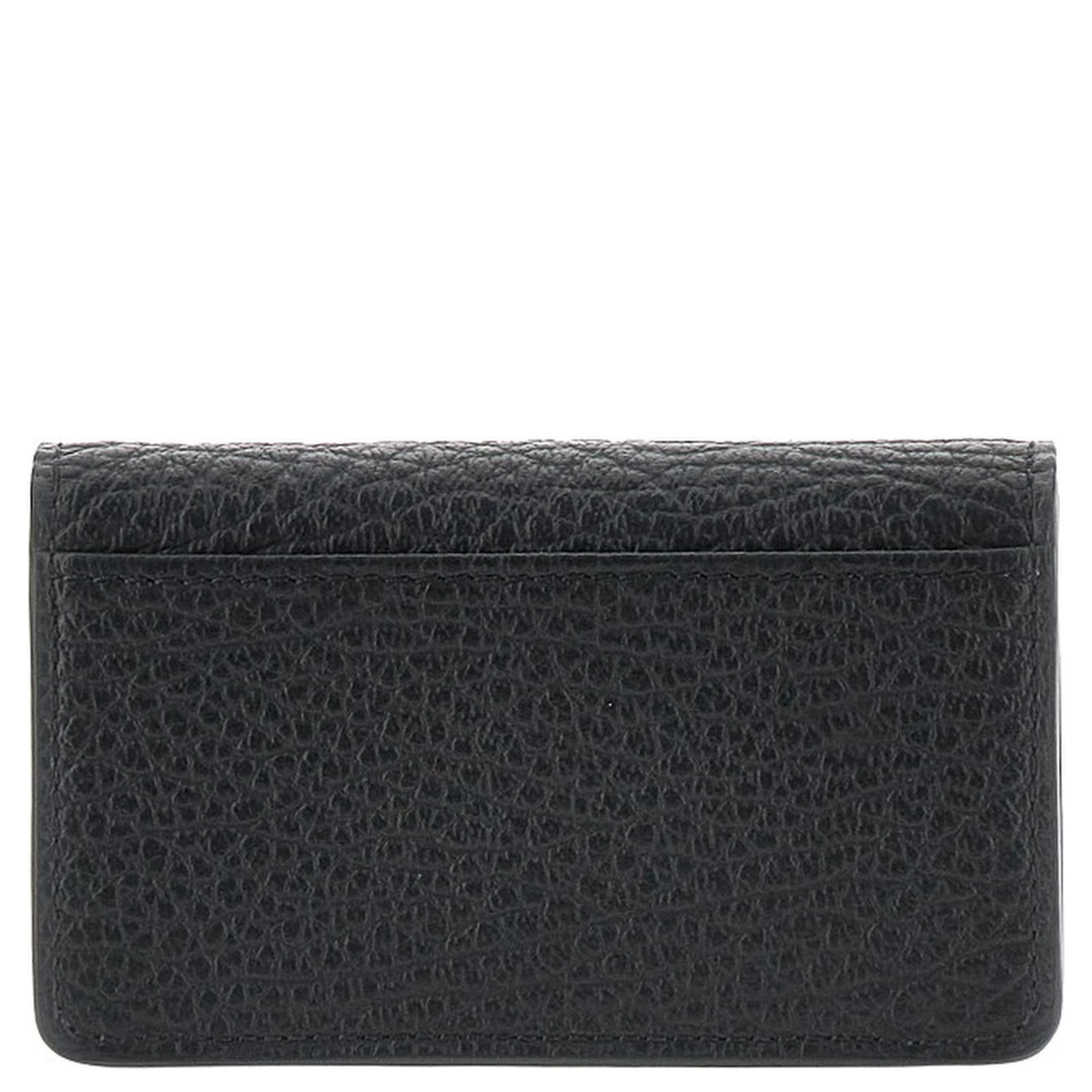 Grained leather cardholder with flap