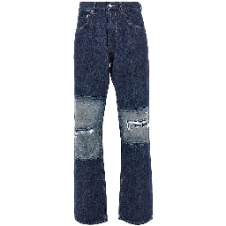 Distressed effect straight leg jeans