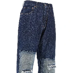 Distressed effect straight leg jeans