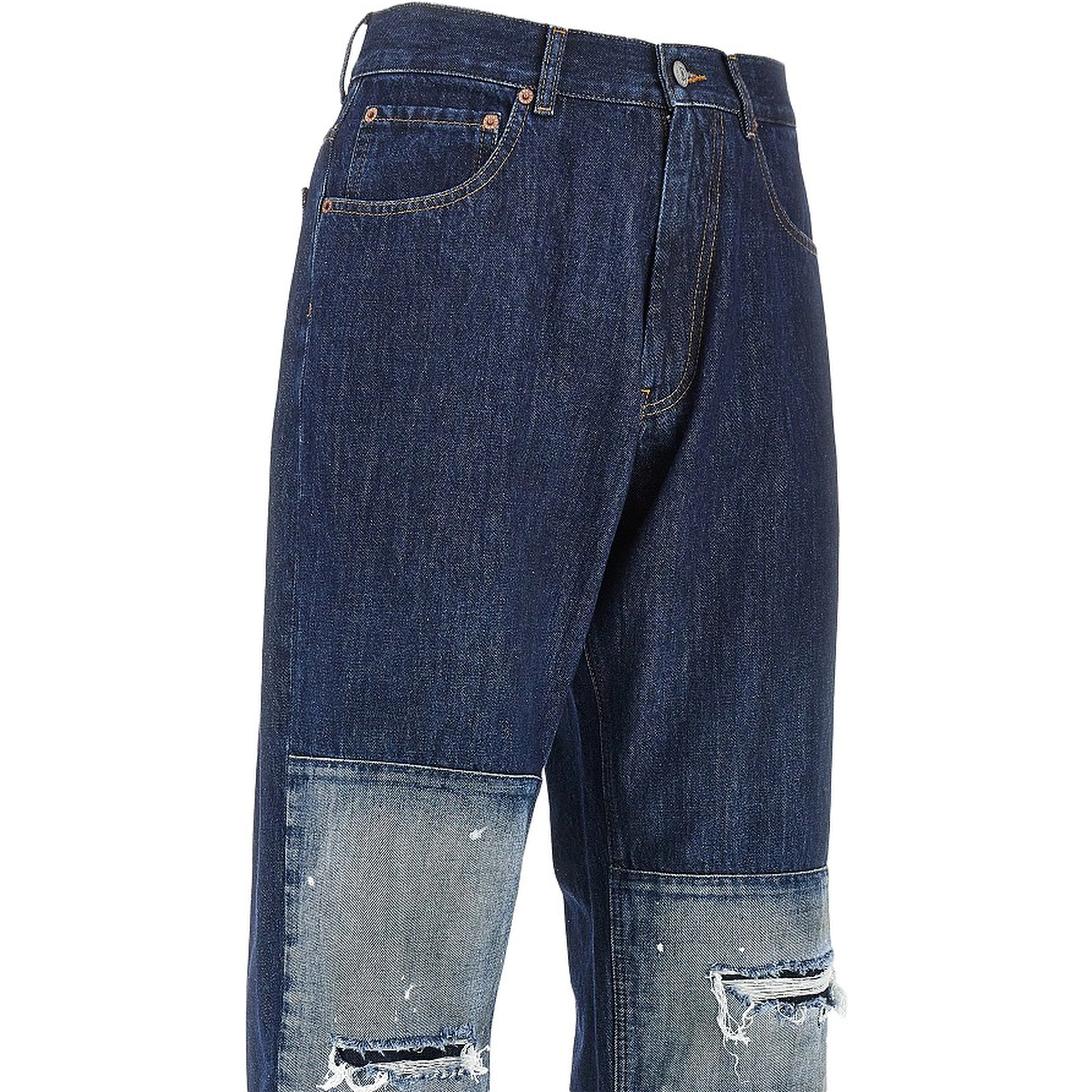 Distressed effect straight leg jeans