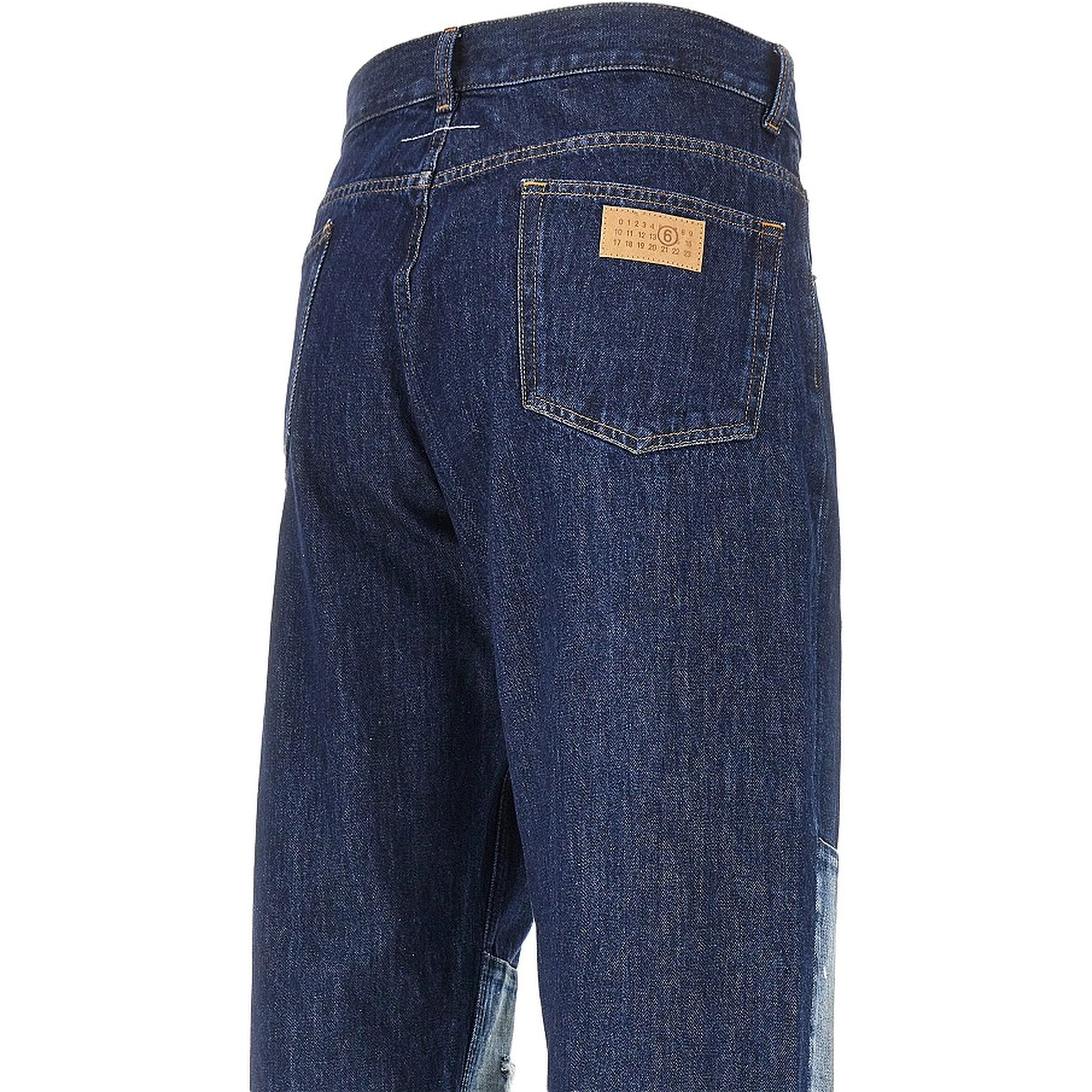 Distressed effect straight leg jeans