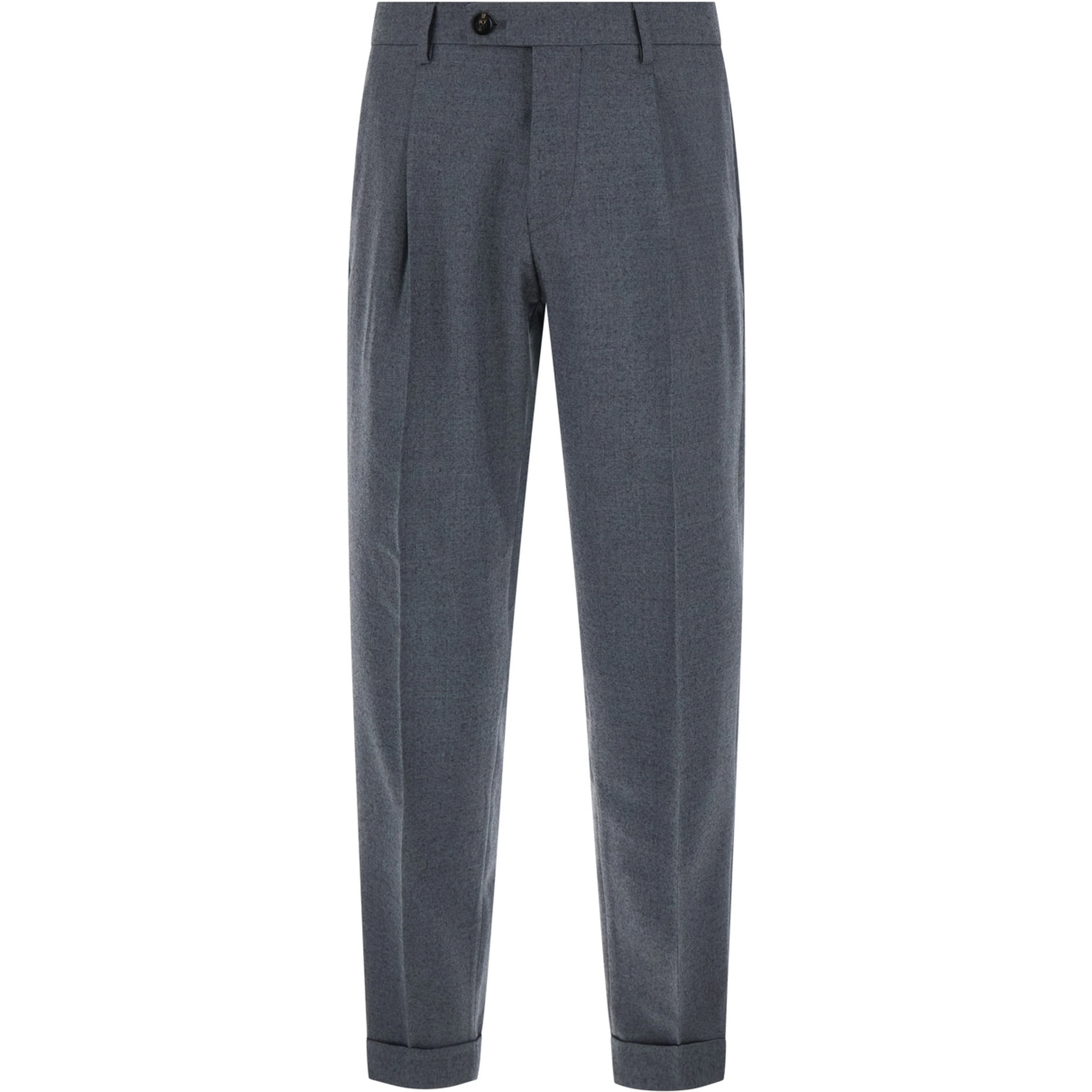 Gray Pants with Welt Pockets and Zip Closure in Cotton Blend and Tech Fabric for Men