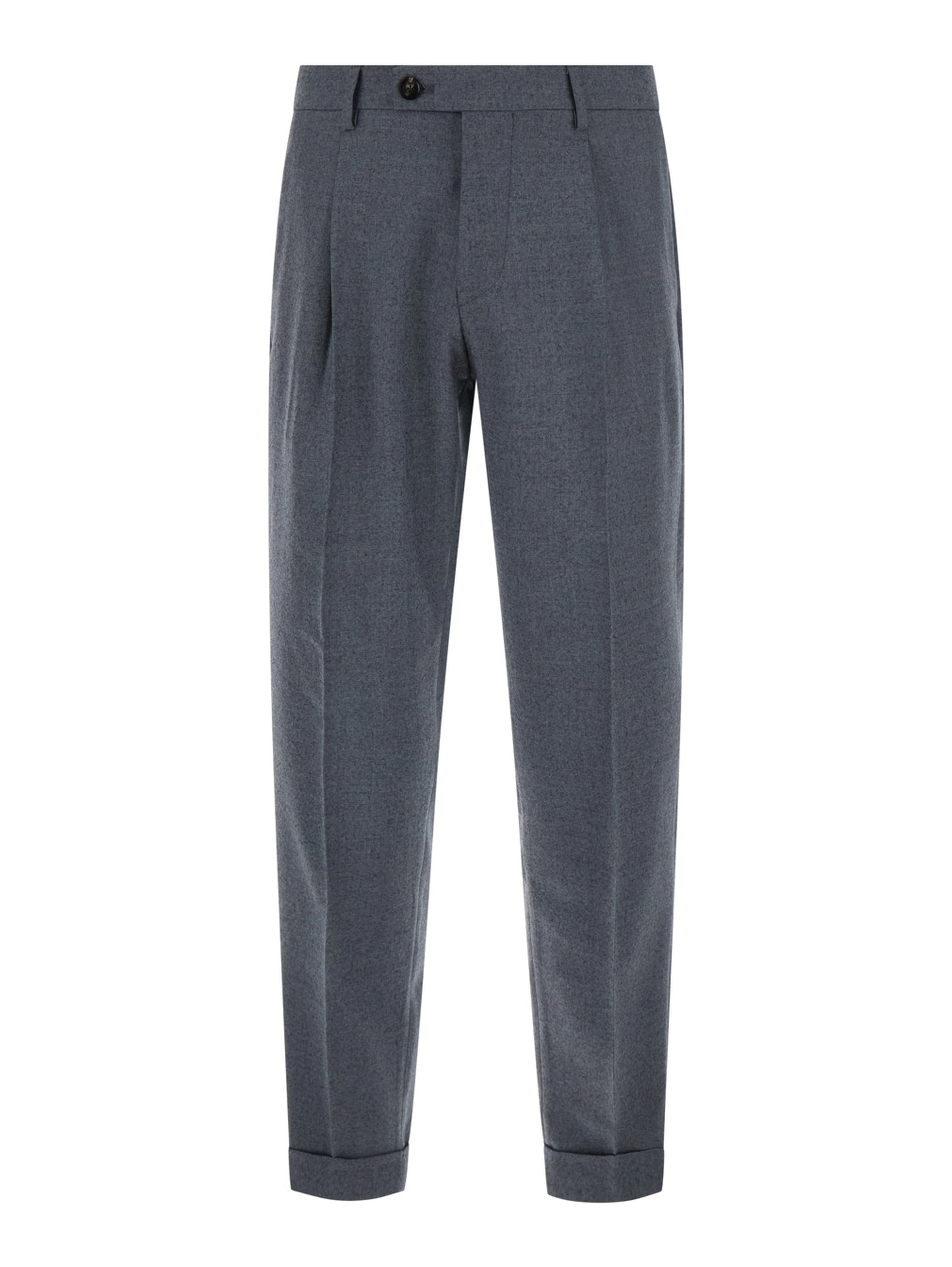 Gray Pants with Welt Pockets and Zip Closure in Cotton Blend and Tech Fabric for Men