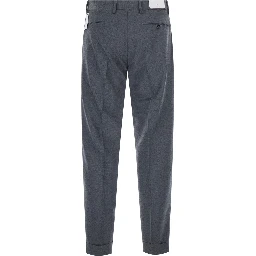 Gray Pants with Welt Pockets and Zip Closure in Cotton Blend and Tech Fabric for Men