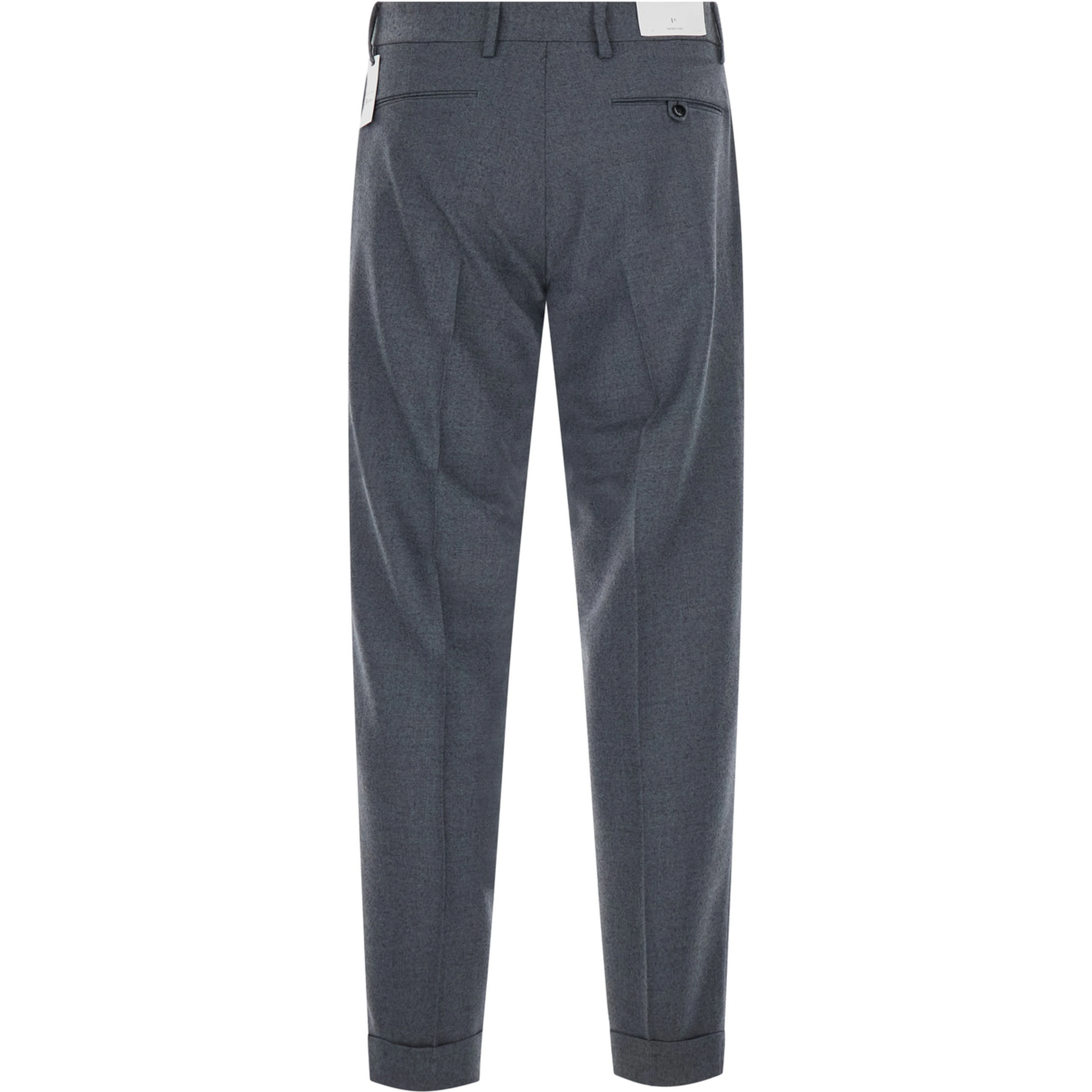 Gray Pants with Welt Pockets and Zip Closure in Cotton Blend and Tech Fabric for Men