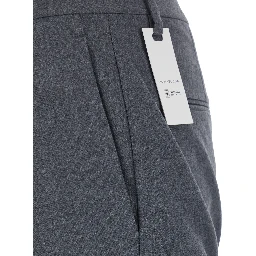 Gray Pants with Welt Pockets and Zip Closure in Cotton Blend and Tech Fabric for Men
