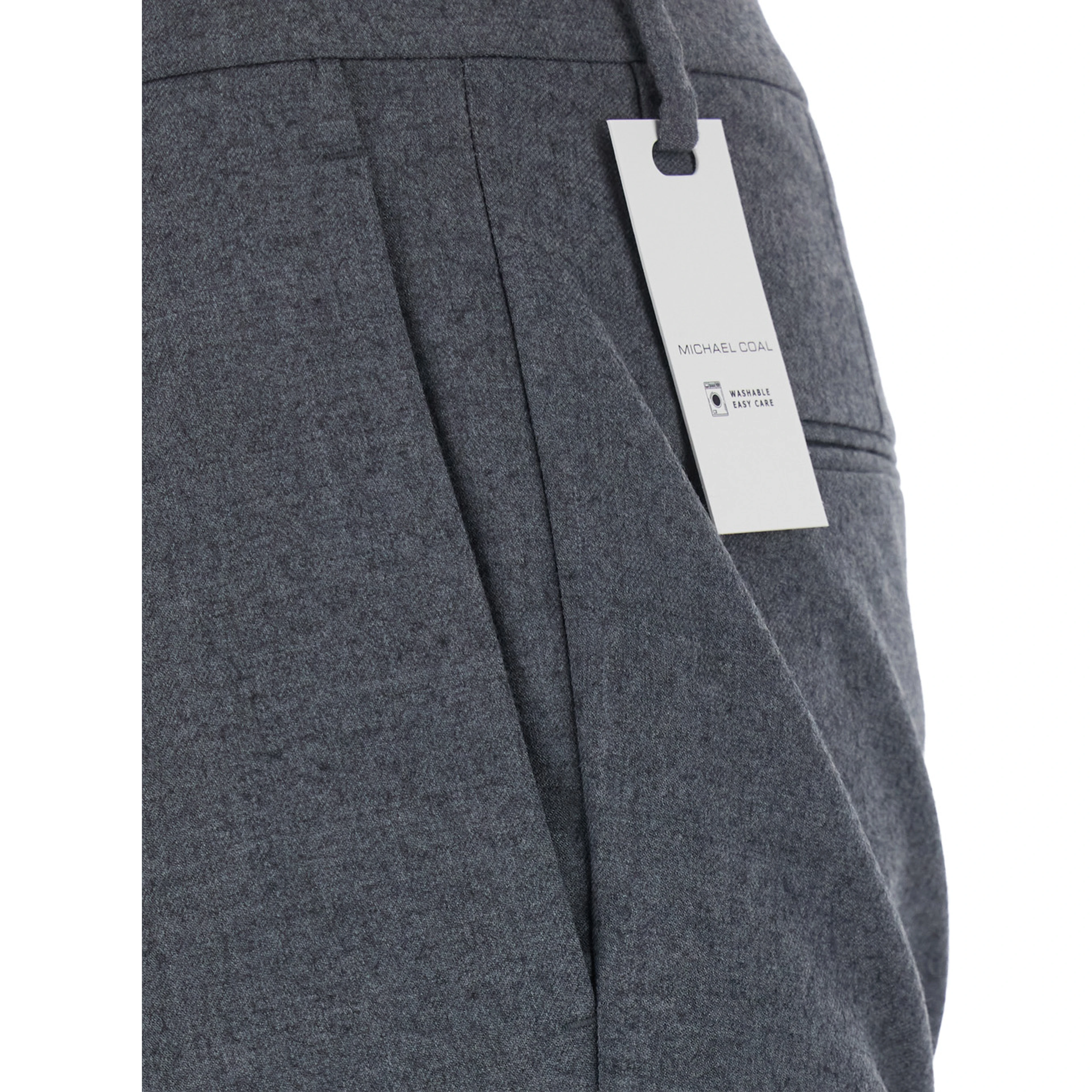 Gray Pants with Welt Pockets and Zip Closure in Cotton Blend and Tech Fabric for Men