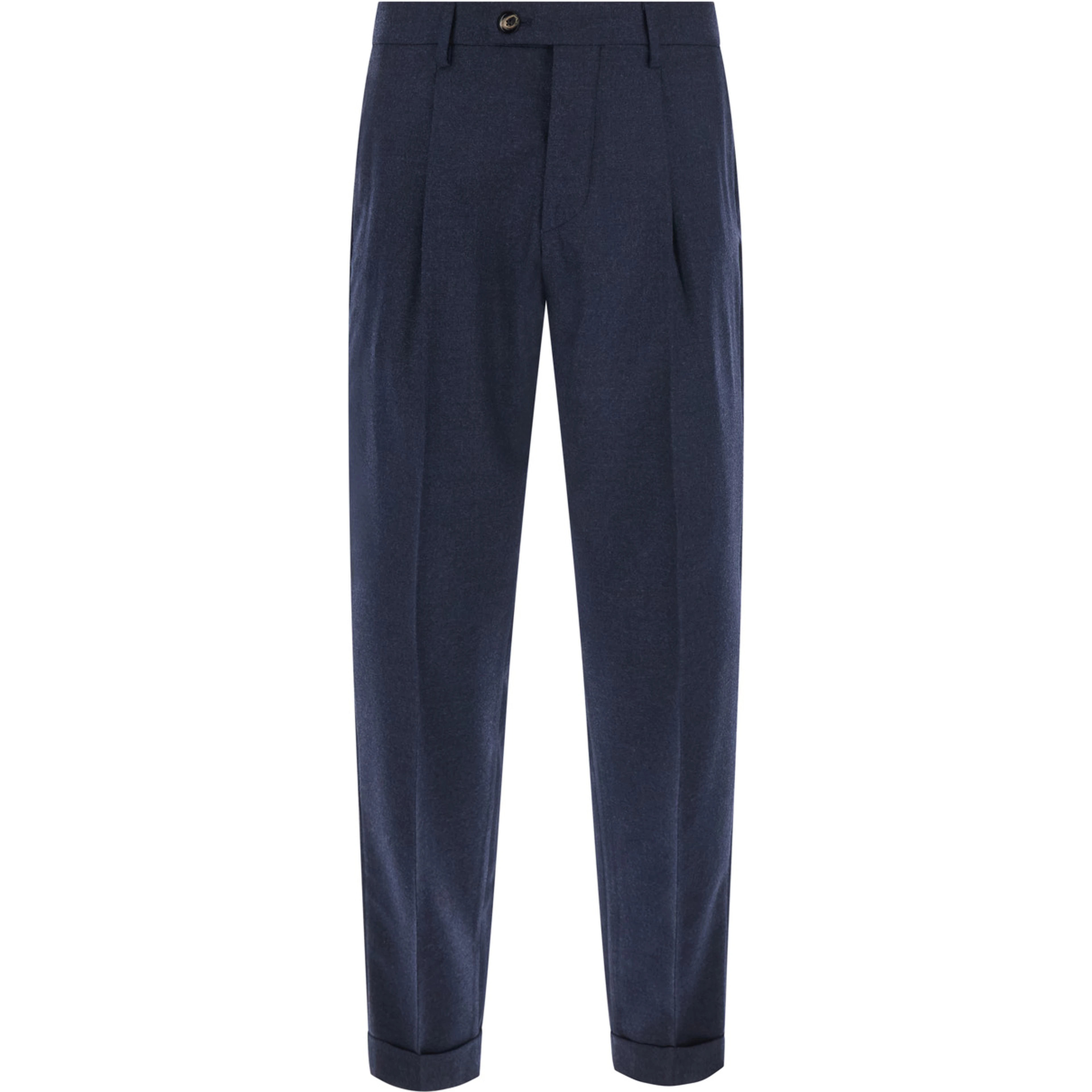 Blue Pants with Welt Pockets and Front Closure in Cotton for Men