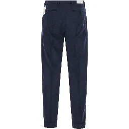 Blue Pants with Welt Pockets and Front Closure in Cotton for Men