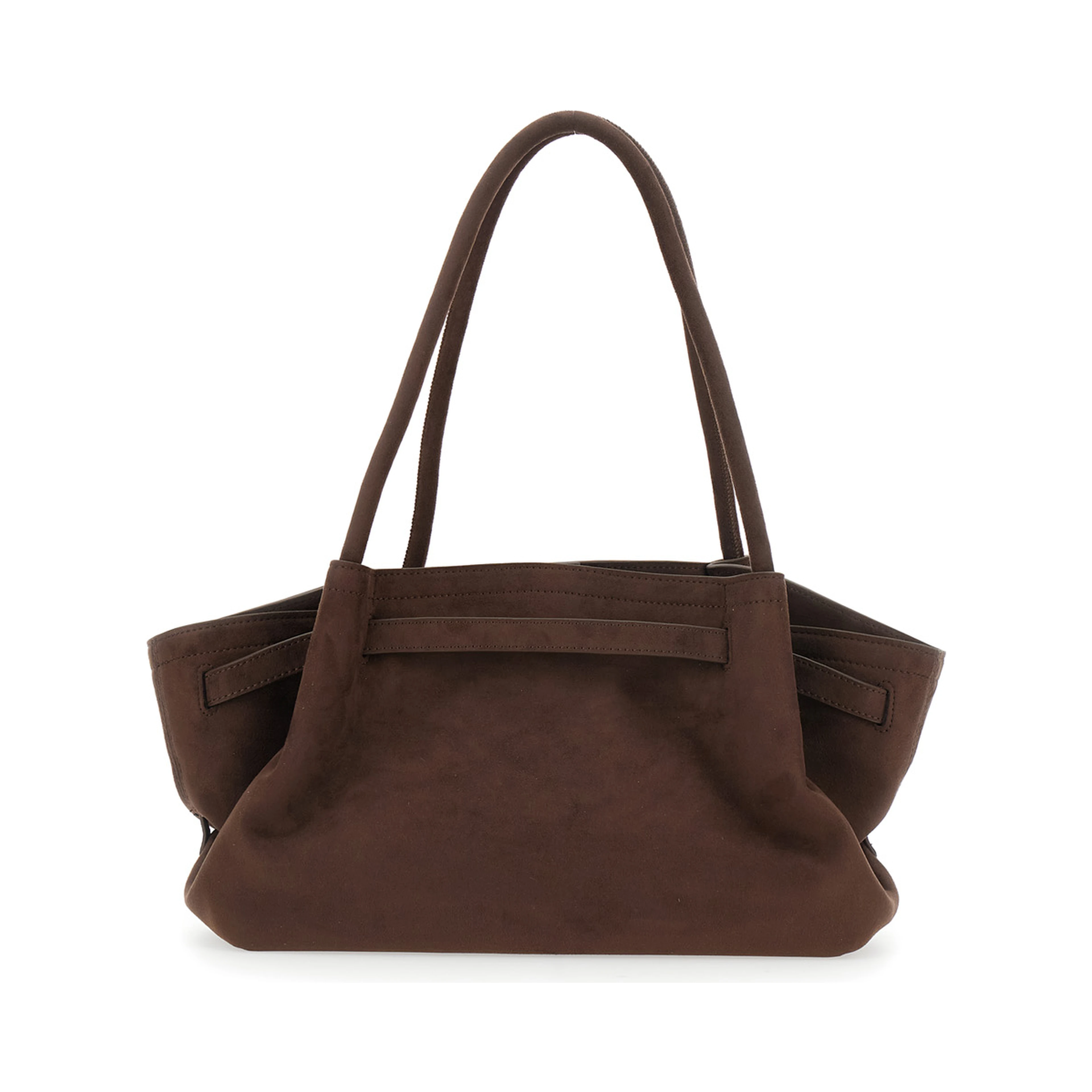 Hana Brown Shoulder bag with Logo Plate on the Front in Ecoleather for Women