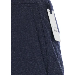 Blue Pants with Welt Pockets and Front Closure in Cotton for Men