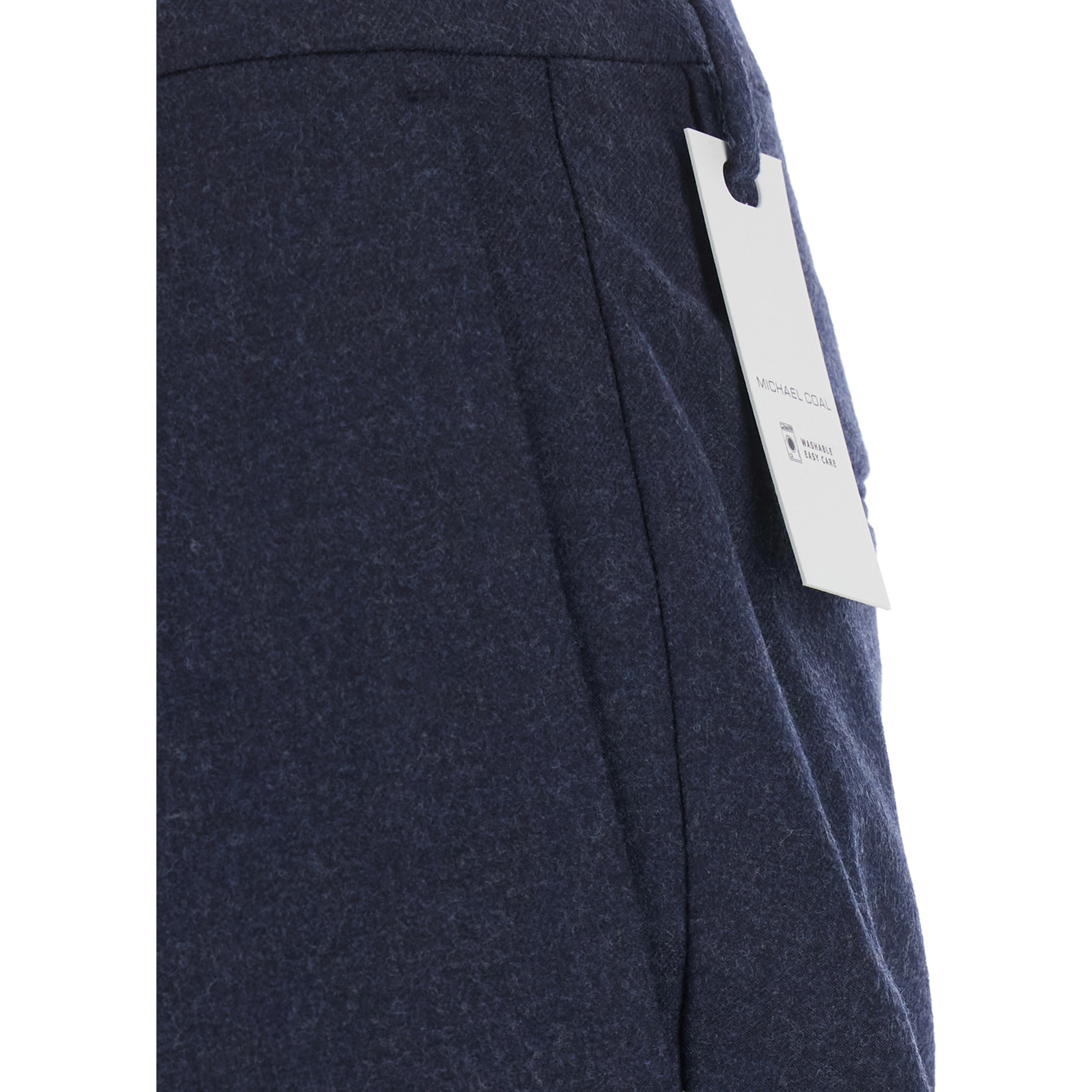 Blue Pants with Welt Pockets and Front Closure in Cotton for Men
