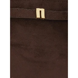 Hana Brown Shoulder bag with Logo Plate on the Front in Ecoleather for Women