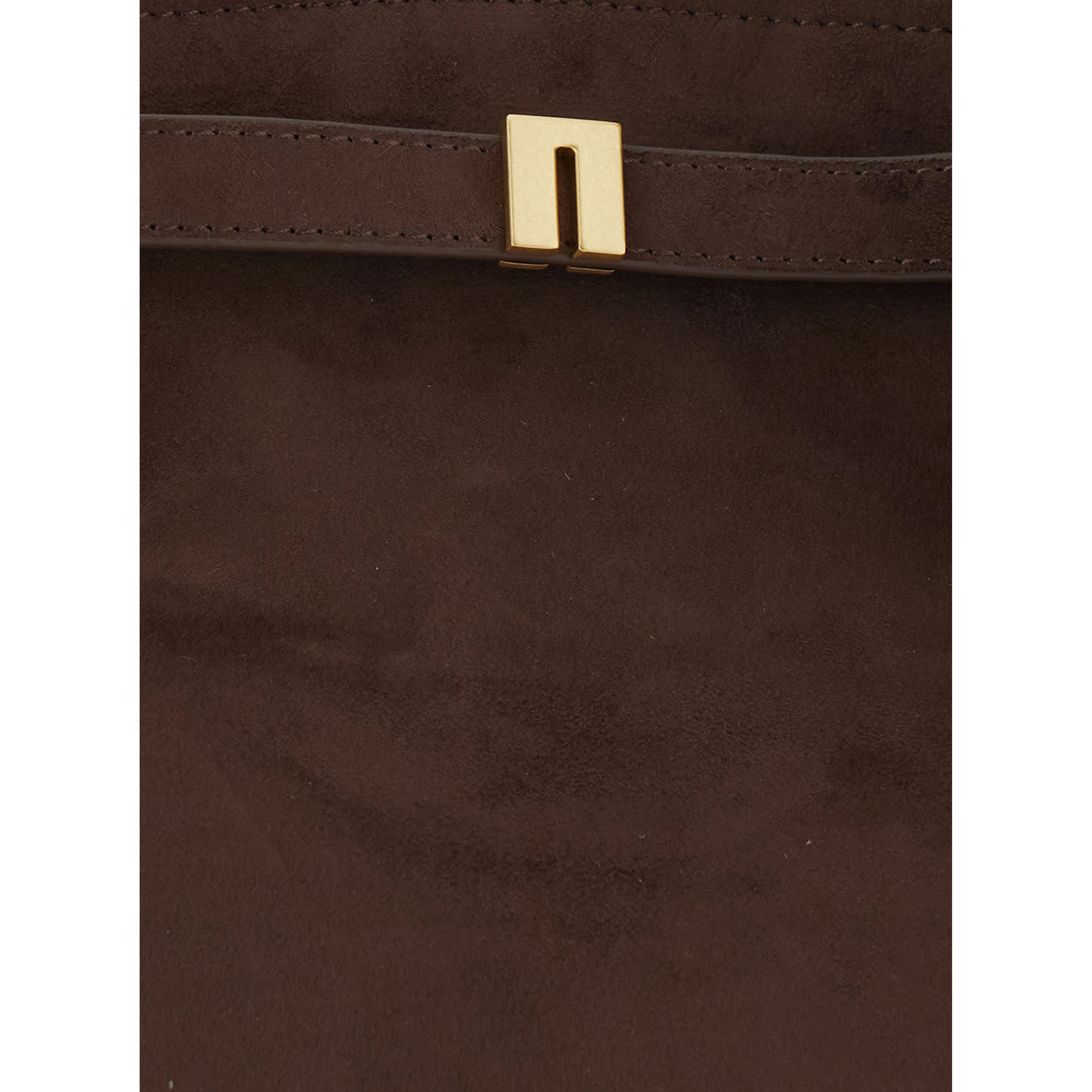 Hana Brown Shoulder bag with Logo Plate on the Front in Ecoleather for Women