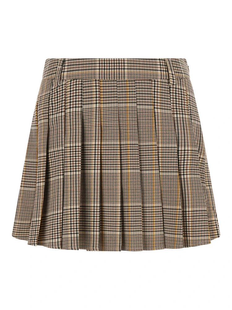 BLAY FLANNEL Skirt with tartan 65% polyester and 33% viscose and brown for women