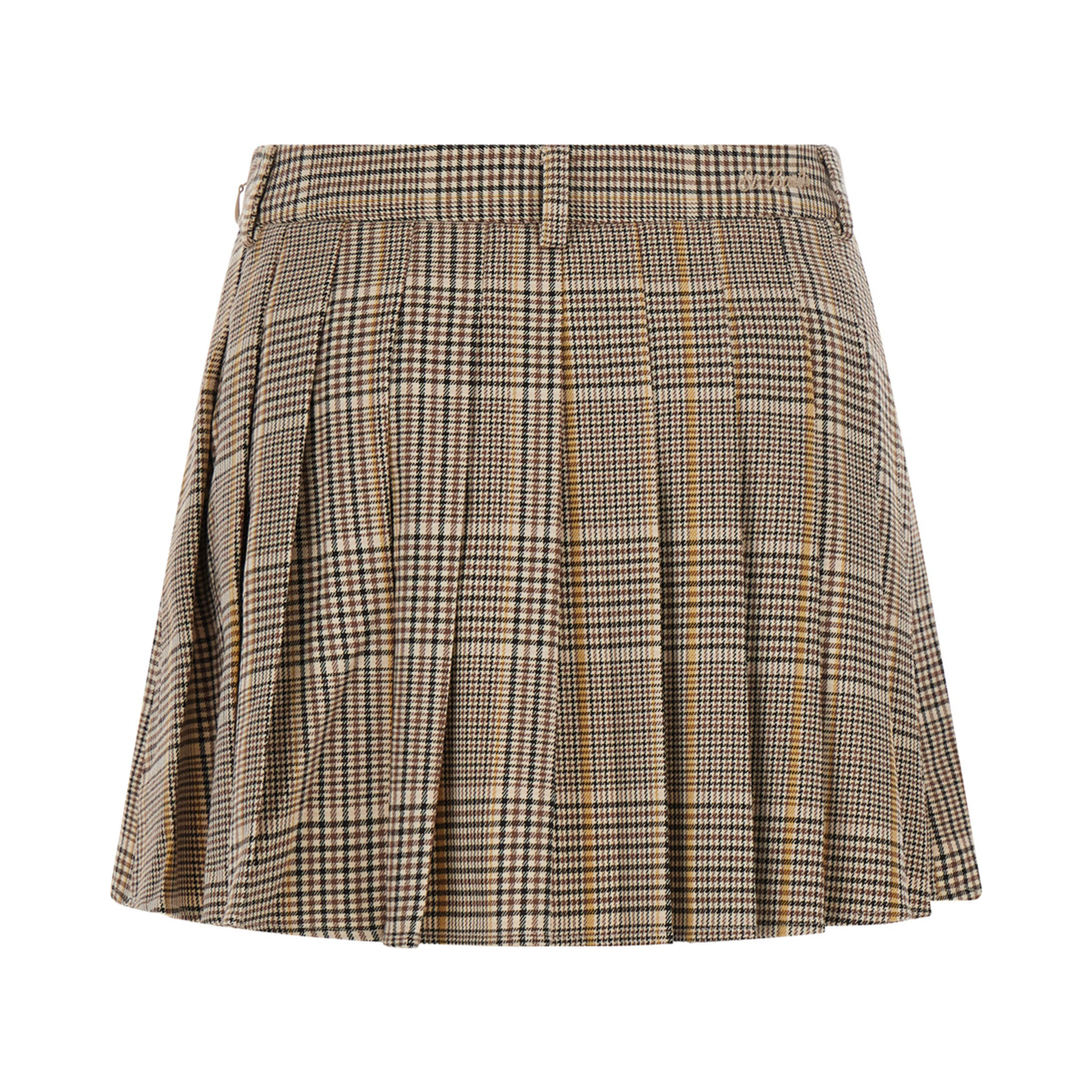 BLAY FLANNEL Skirt with tartan 65% polyester and 33% viscose and brown for women