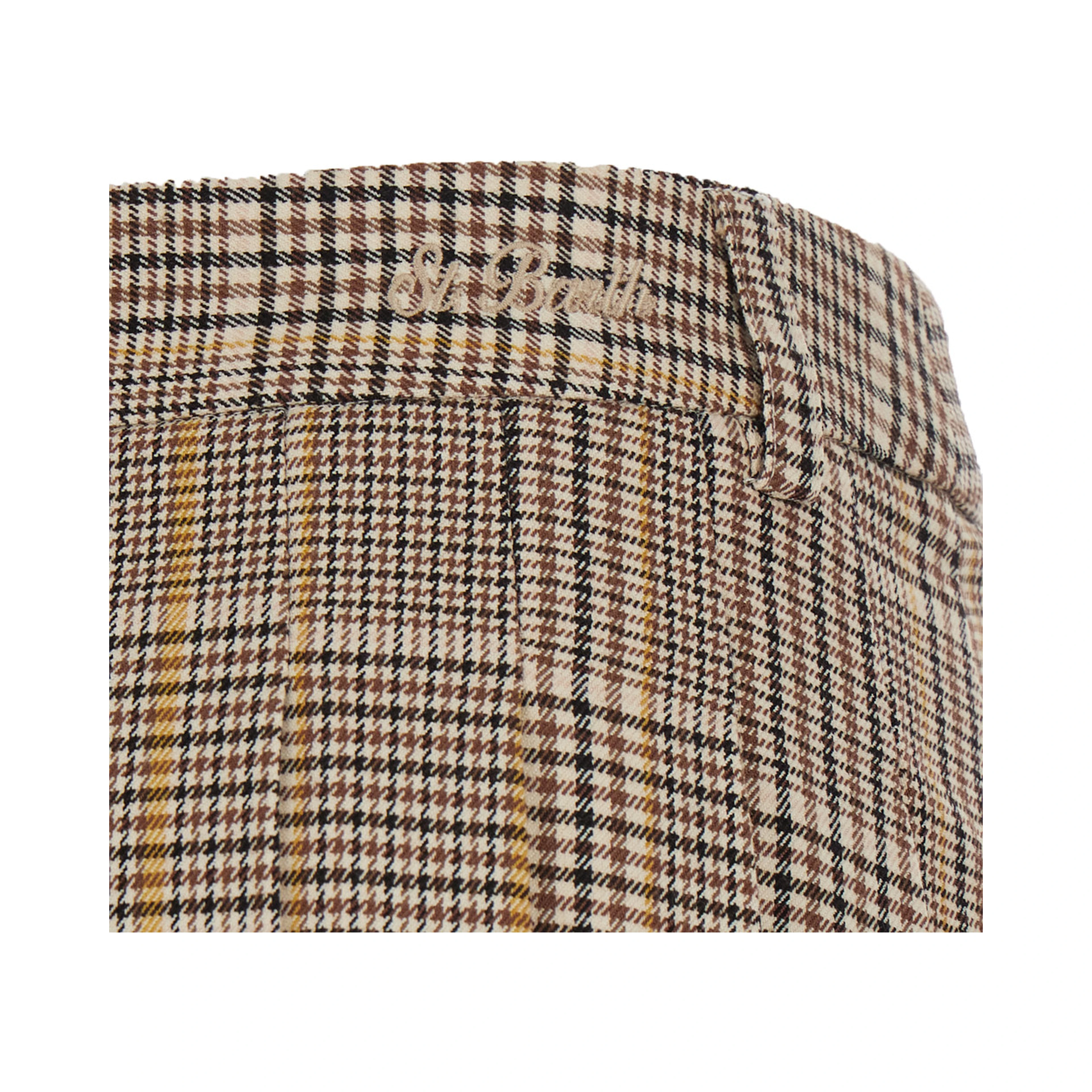 BLAY FLANNEL Skirt with tartan 65% polyester and 33% viscose and brown for women