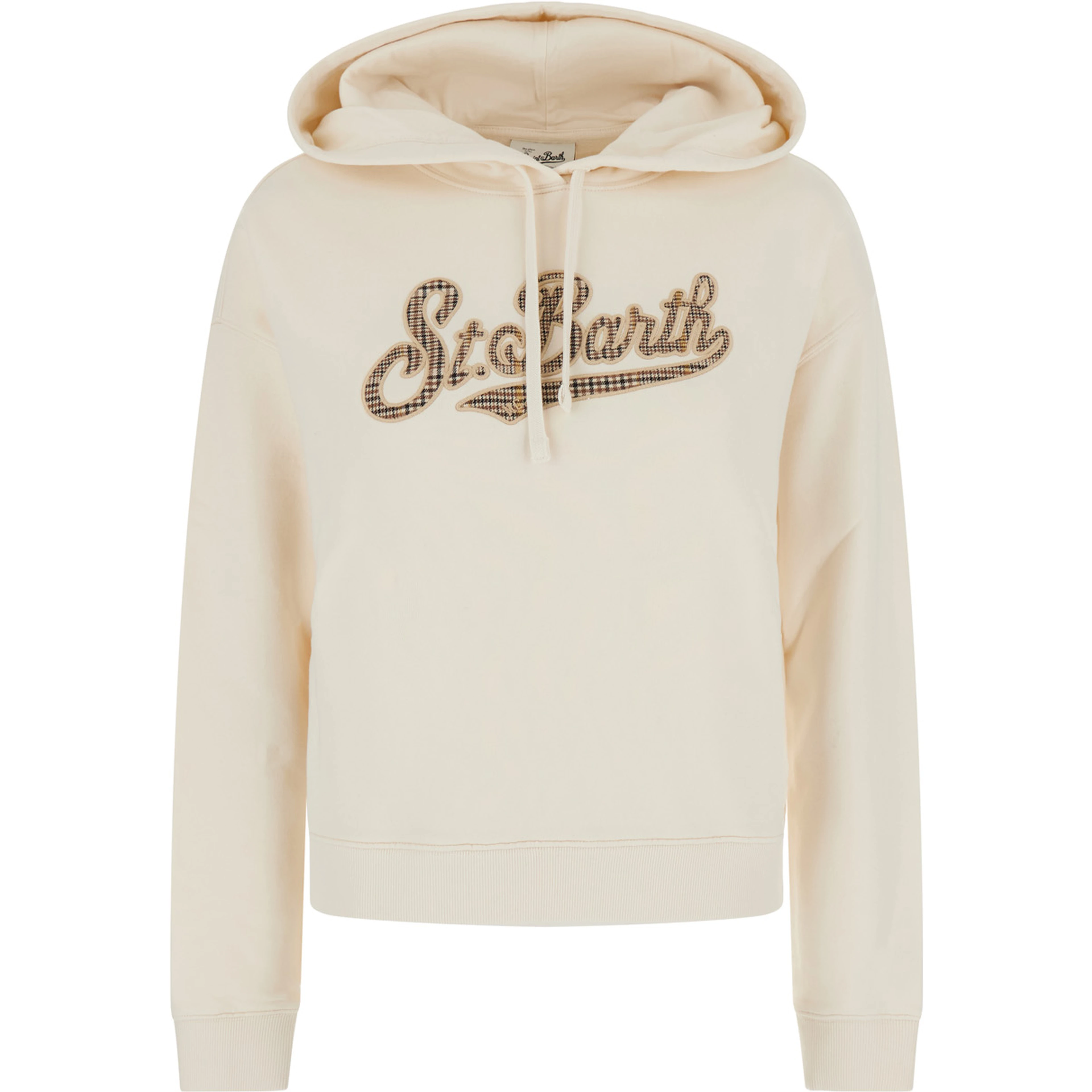 Sweatshirt with Sbarth Tartan patch and white unisex cotton