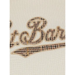 Sweatshirt with Sbarth Tartan patch and white unisex cotton