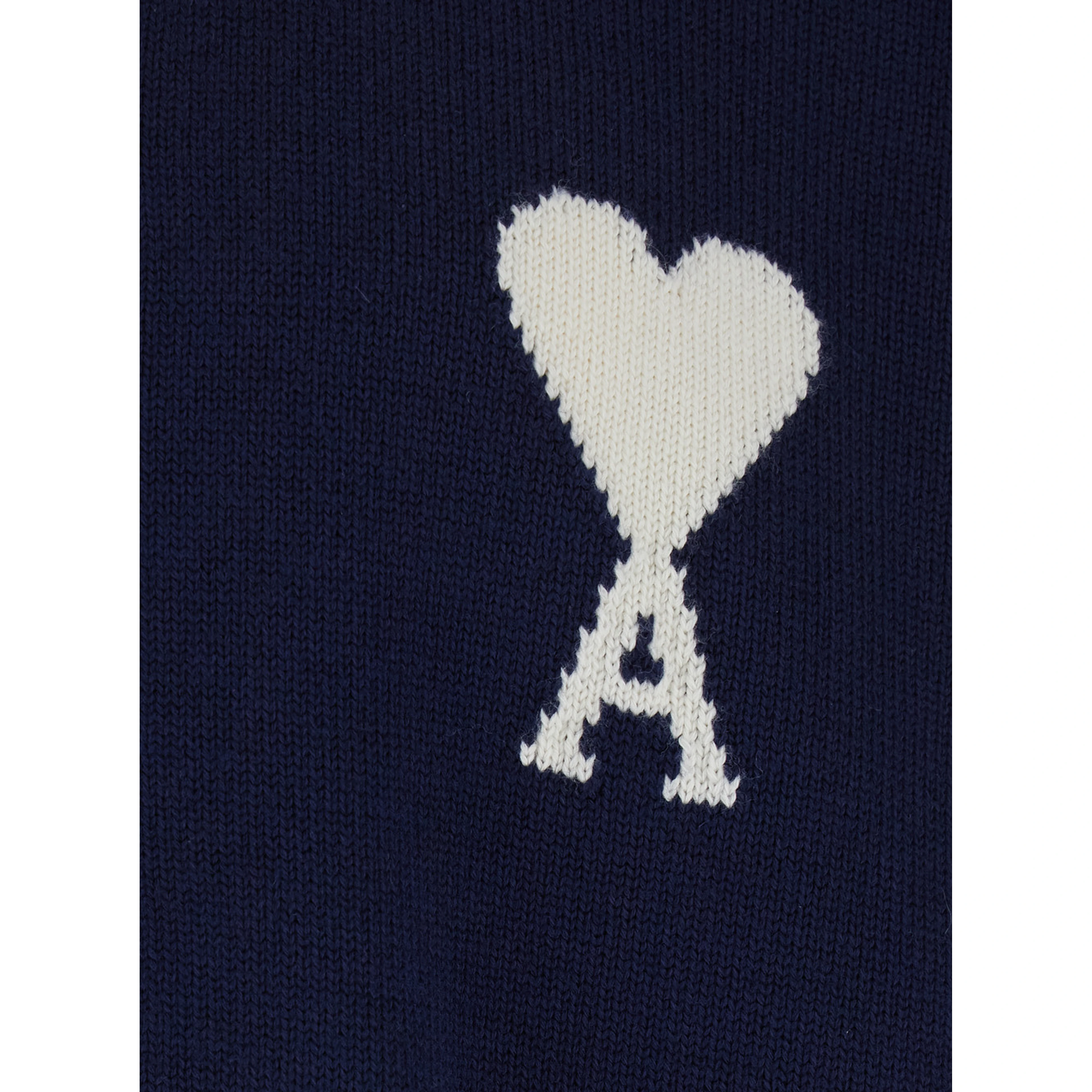 Blue crew neck cardigan with contrasting ADC logo on the front in cotton and wool blend man