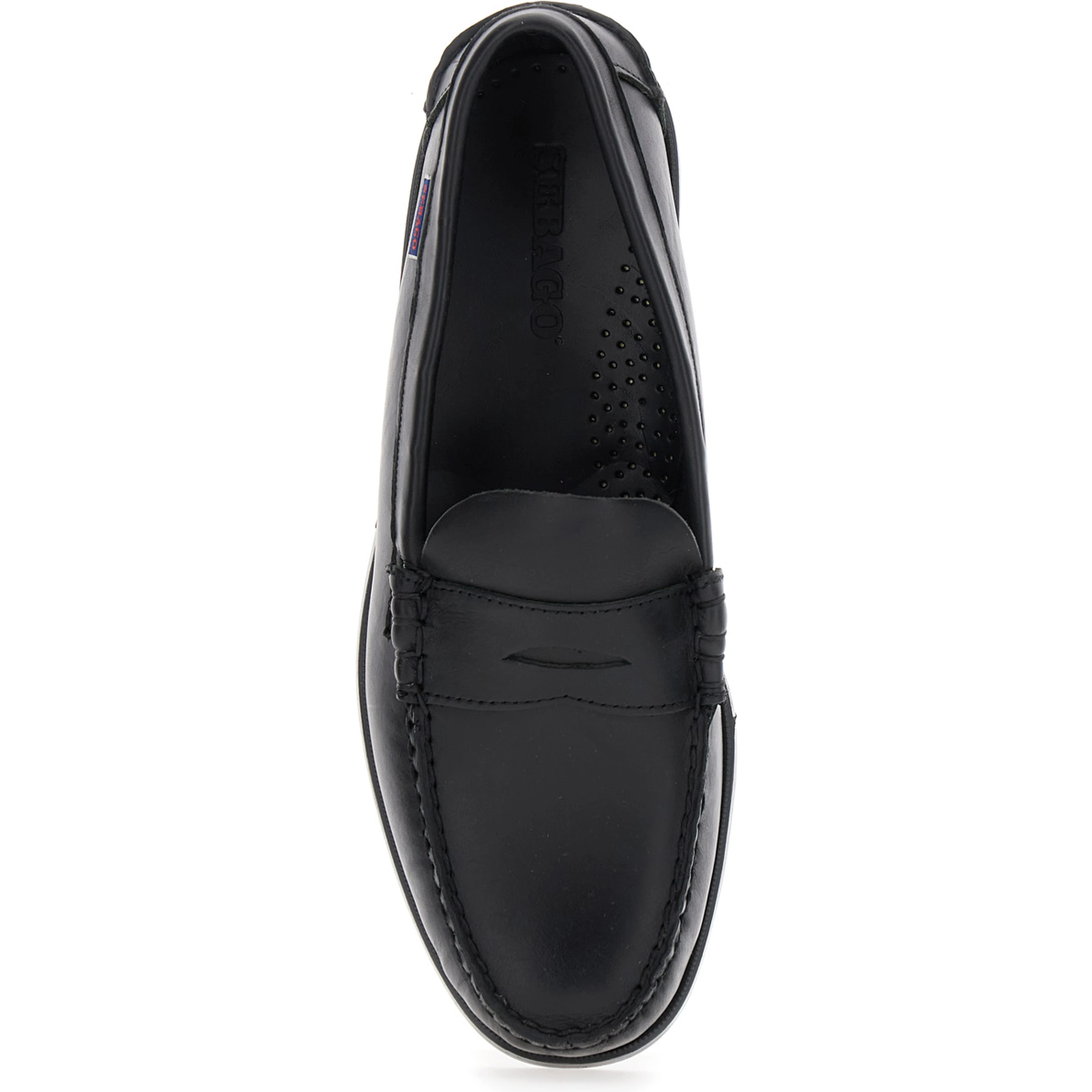 Dolphin Black Loafers with Side Logo Label and Slip On Design in Leather Man