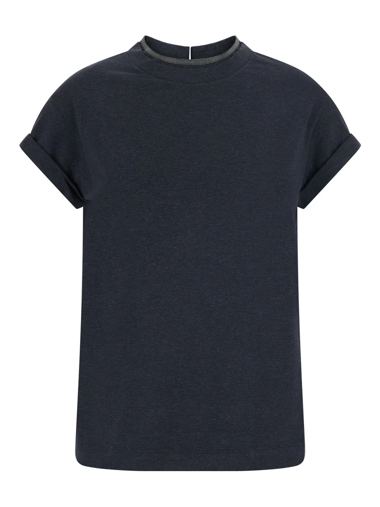 T-shirt in jersey con monile