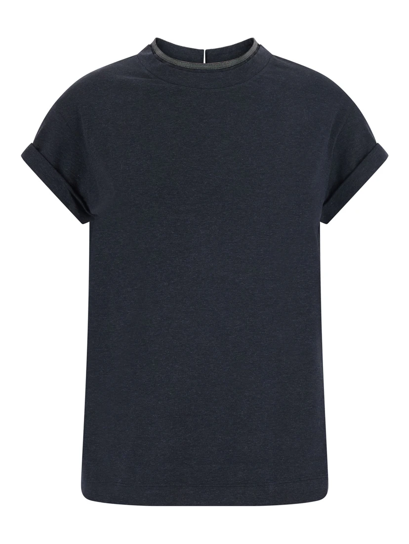 T-shirt in jersey con monile