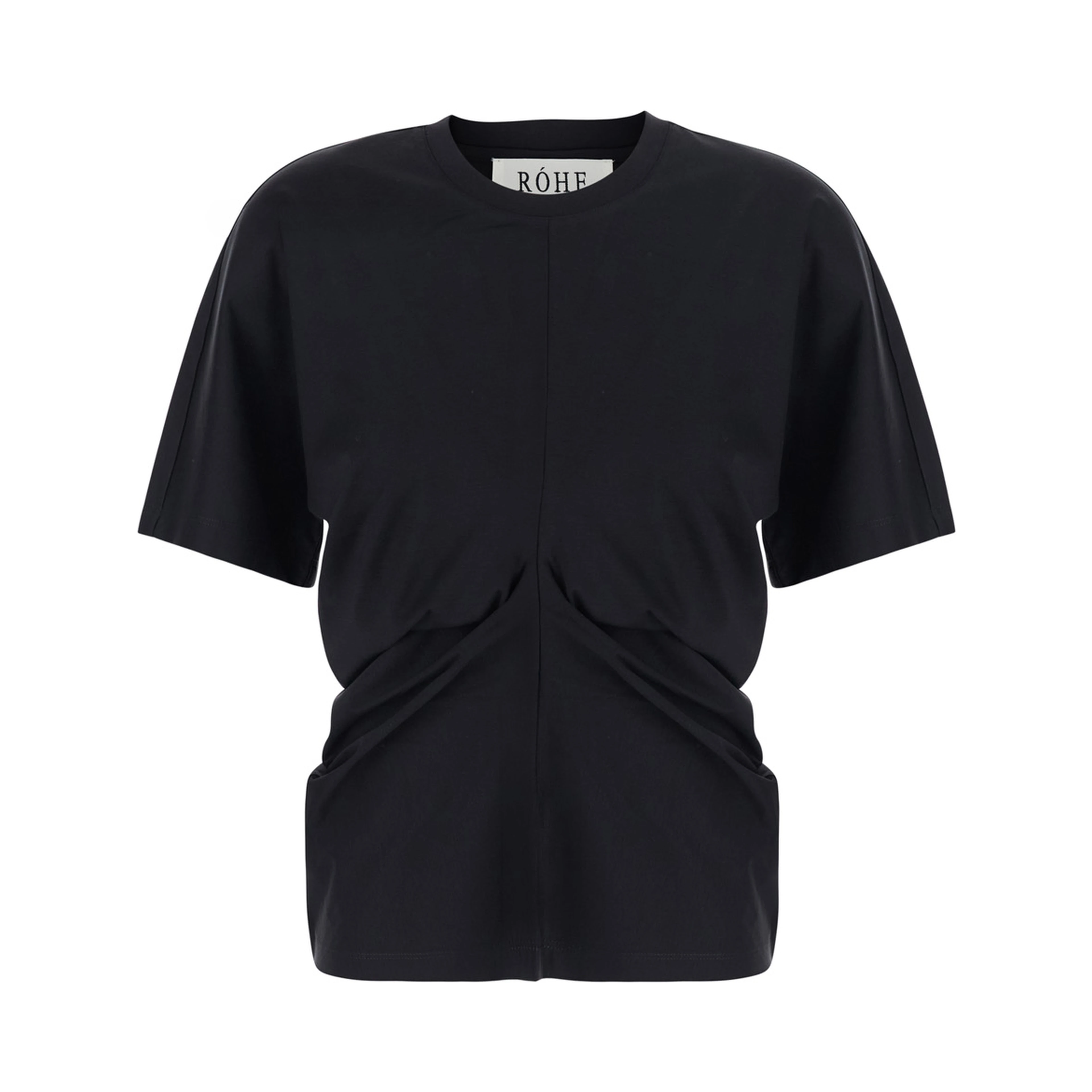Black Draped Design T-shirt in Cotton Blend for Women