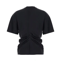 Black Draped Design T-shirt in Cotton Blend for Women