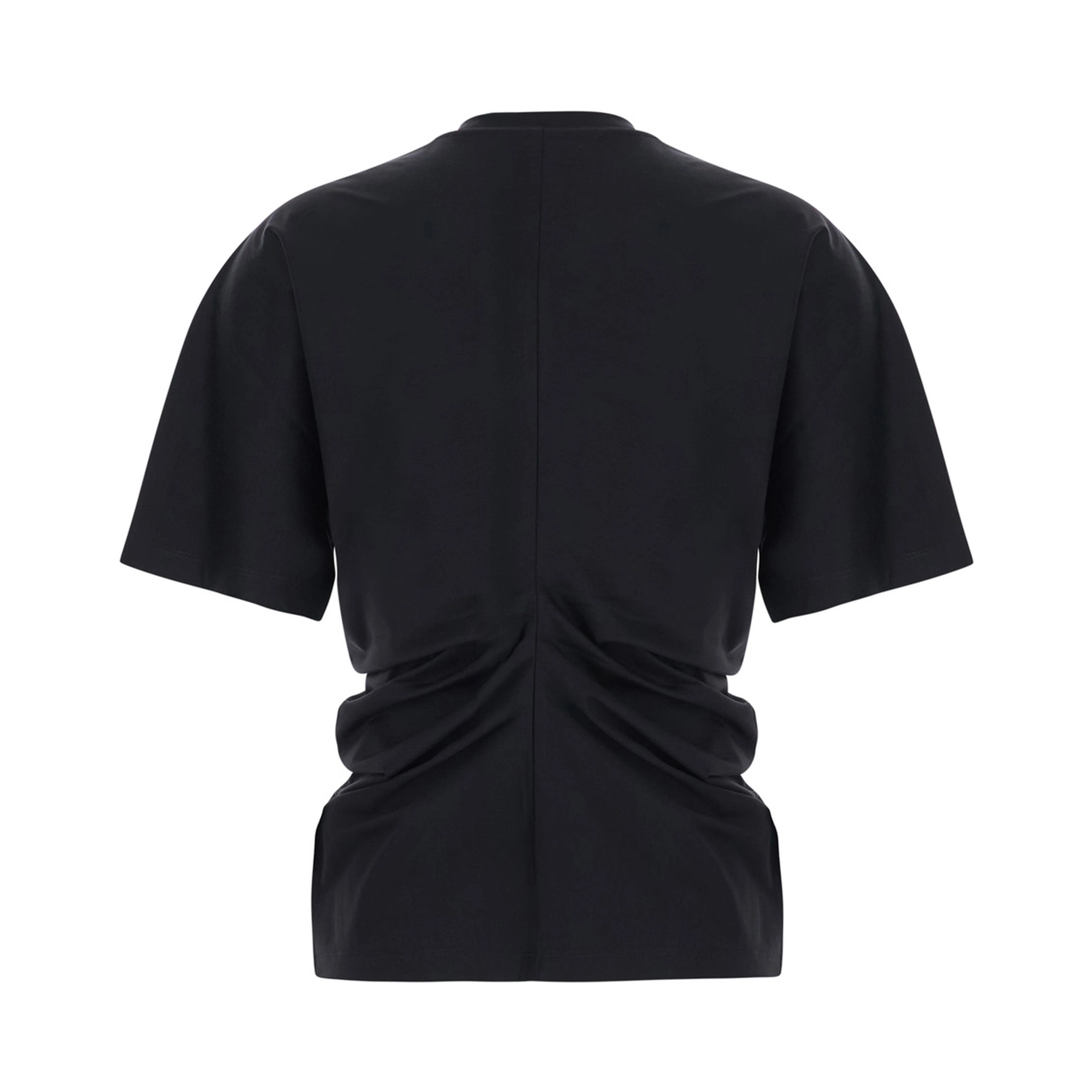 Black Draped Design T-shirt in Cotton Blend for Women