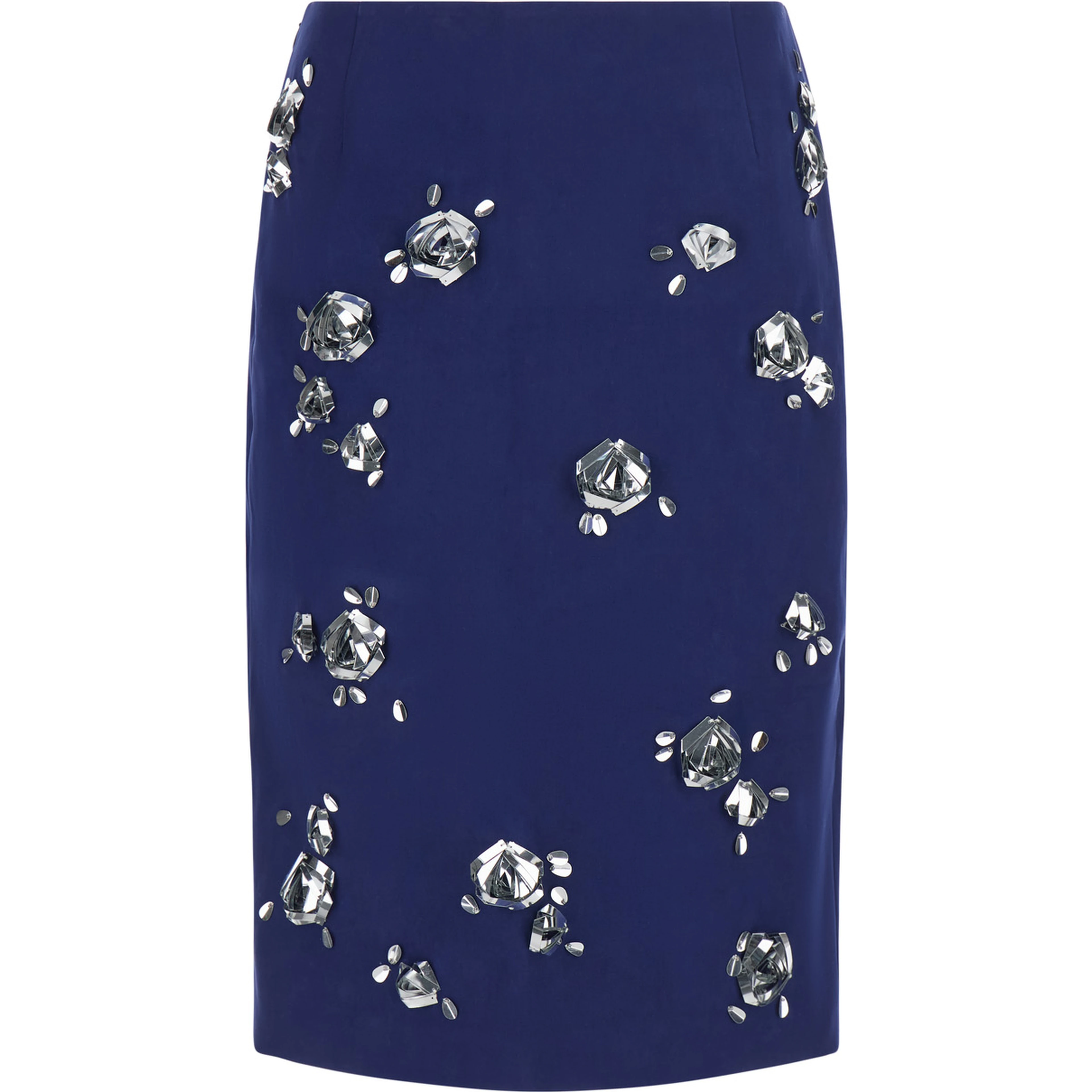 Pencil Skirt with Pink Details and Blue Cotton for Women