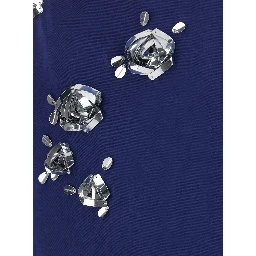 Pencil Skirt with Pink Details and Blue Cotton for Women