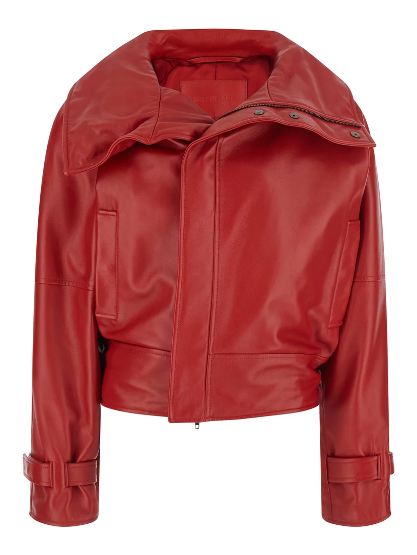 BIG COLLAR JACKET SMOOTH LIGHT LEATHER