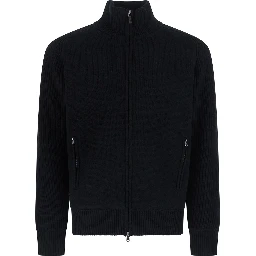 Padded ZIP CARDIGAN with high collar and long sleeves in Tech Fabric Black Men